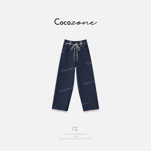 COCO ZONE 刘一一【莱赛尔亚麻混纺】修饰显瘦直筒牛仔裤CD2A0871 商品图0