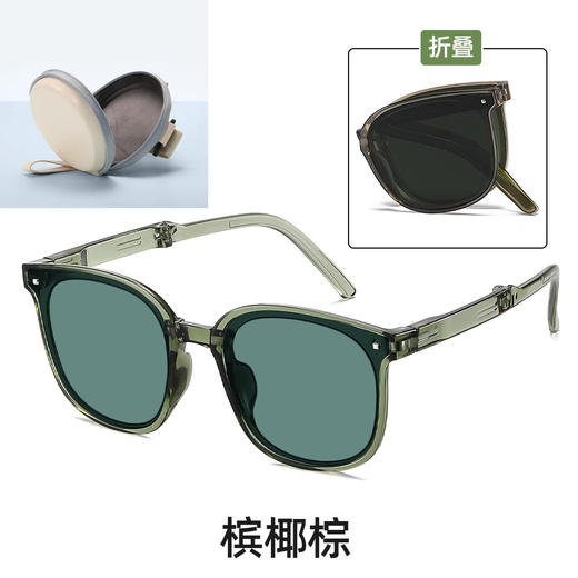 赠送盒子【夏日轻量化出行搭配】显脸小迷你折叠墨镜女防紫外线偏光墨镜男士防晒大框显脸小女士太阳镜。 商品图9