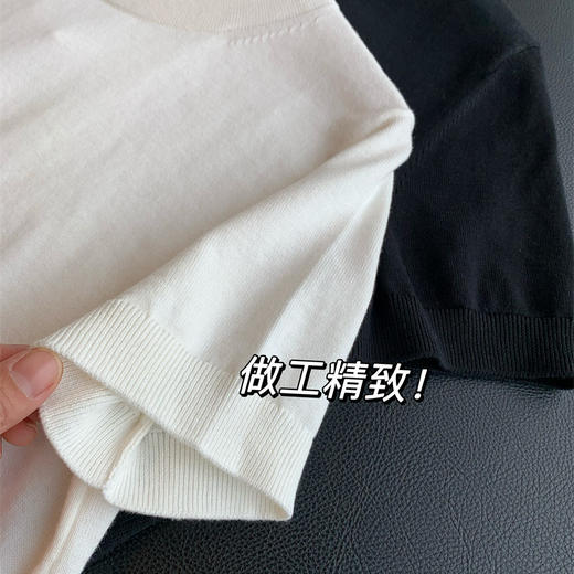柜货！100精纺高支棉线！藏肉显瘦没得说！圆领针织短袖T恤女25春夏款！ 商品图2