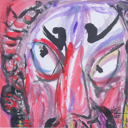许固令《脸谱之五》国画原作53CM*53CM 手绘宣纸脸谱系列斗方作品【GH0484】 商品图1