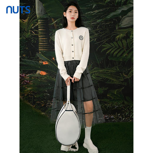 NUTS春秋新款高腰显瘦A字蕾丝中长款蛋糕网纱半身裙女412061133 商品图2