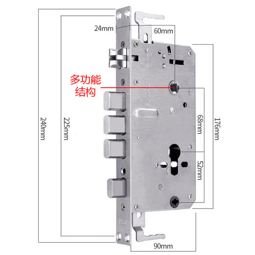 〖B068〗全钢多功能带勾方锁体 商品图0