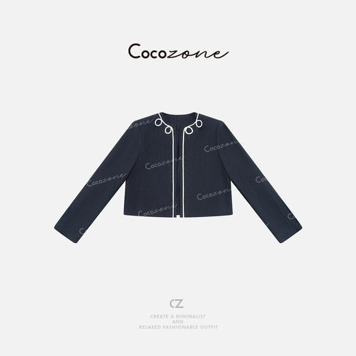 COCO ZONE 刘一一 【100亚麻】撞色复古舒适无扣外套 CD1A0719 商品图0