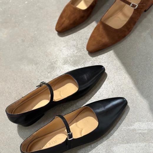 RIMRIM塑型马皮鞋羊反绒玛丽珍单鞋复古软底浅口低跟平底方头2385 商品图2