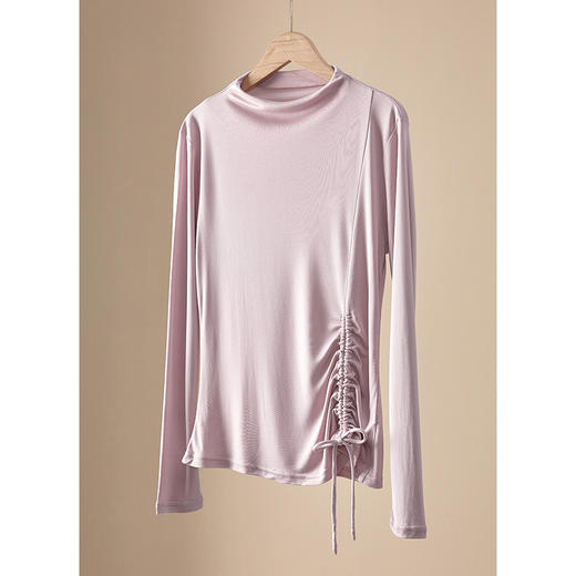 丁摩 时尚抽绳款上衣桑蚕丝真丝长袖打底衫JSY180036 商品图8