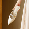 【预售5天】凉鞋拖女夏外穿精致一字带包头拖鞋新款尖头米白色高跟鞋DB&M6312 商品缩略图1