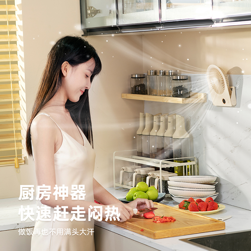 “中国跳水运动员赵沁心代言”塞尔兰斯 超薄低分贝 无线遥控桌面风扇 可立可挂厨房/卫生间 支持19档调节可定时