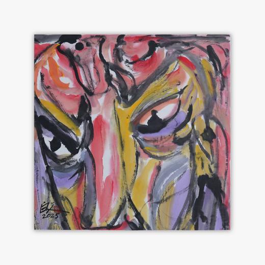 许固令《脸谱之十四》国画原作53CM*53CM 手绘宣纸脸谱系列斗方作品【GH0493】 商品图0