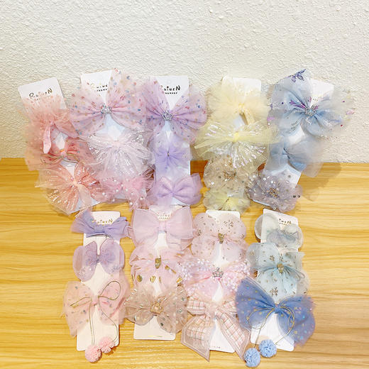 【潮流刘海边夹套装，萌趣加分！】儿童蝴蝶结发夹发饰 新款小女孩发卡子 可爱宝宝刘海边夹套装-QQ 商品图1