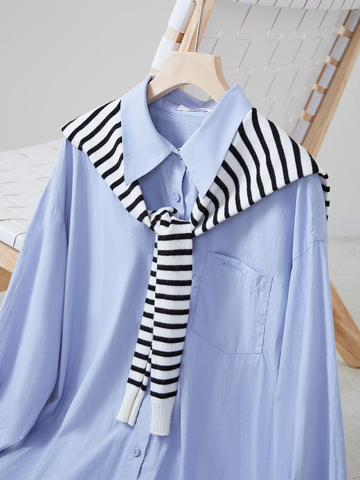 【初夏新品】熙世界黑白条纹外搭披肩女春夏新款坎肩空调房搭肩多功能毛衫围巾 商品图6