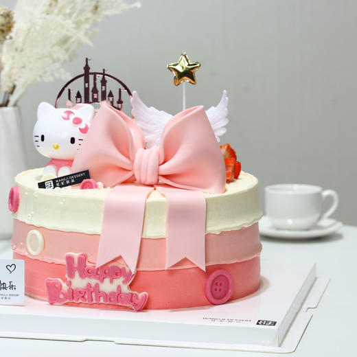 【粉粉凯蒂猫】新鲜芒果夹心戚风蛋糕，有进口动物淡奶油和混合乳脂奶油可选 商品图1