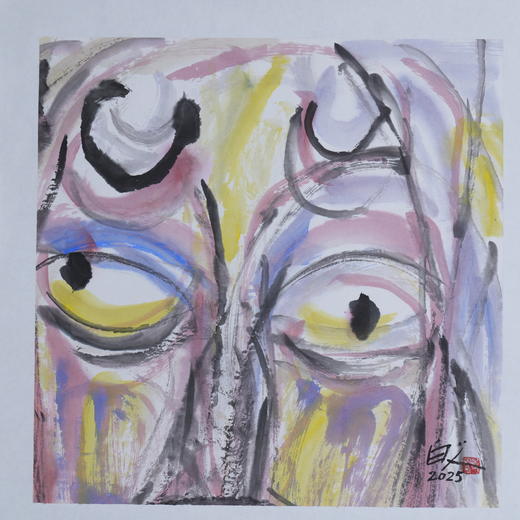 许固令《脸谱之十》国画原作53CM*53CM 手绘宣纸脸谱系列斗方作品【GH0489】 商品图2