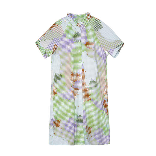 谜底花色连衣裙短袖2025夏季新款复古风印花中长衬衫裙256ML6249 商品图4