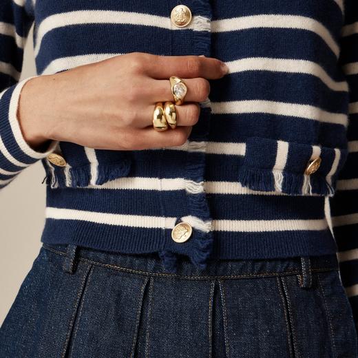 反季特价！Jcrew 羊绒流苏边毛衣女式小香风 针织开衫 金色徽章扣 原价1600+ 现在只要450直邮到手 需手洗 商品图2