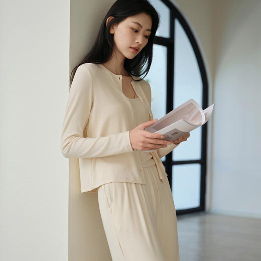 罗纹棉外套吊带长裤三件套 商品图6