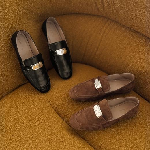 RIM RIM2024秋冬新款塑型马皮鞋乐福鞋平底金属扣懒人单鞋英伦风2439 商品图4