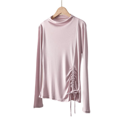 丁摩 时尚抽绳款上衣桑蚕丝真丝长袖打底衫JSY180036 商品图4