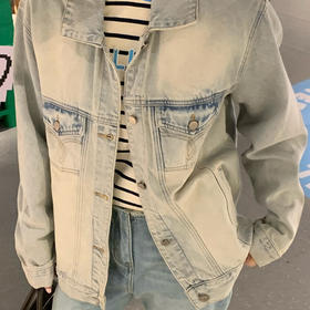 洛诗琳20353复古做旧牛仔外套2025春季新款男女同款宽松外套0113