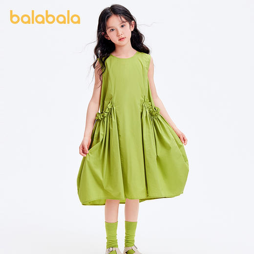 巴拉巴拉女童裙子儿童连衣裙夏装中大童甜美纯棉文艺无袖花苞裙子 商品图2