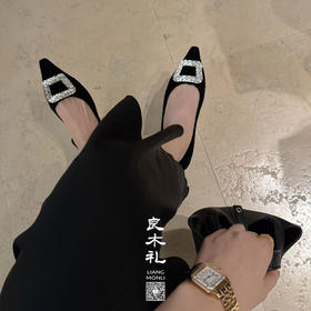 【部分现货，只换不退】良木礼羊皮丝绒低跟鞋（L818-026）