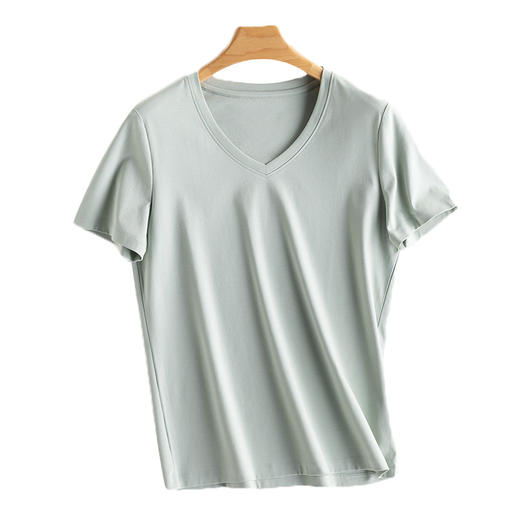 丁摩 桑蚕丝+丝光棉混纺凉感免烫夏季清凉丝滑T恤JSY170026 商品图4