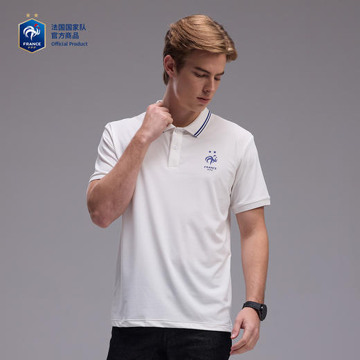 【官方正版】法国国家队丨白色运动POLO衫夏季简约通勤商务百搭螺纹袖口华夫格舒适透气面料 商品图3