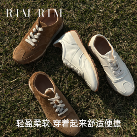 RIM RIM时尚休闲运动鞋女百搭平底运动德训鞋棕色轻便复古跑鞋情侣款2485