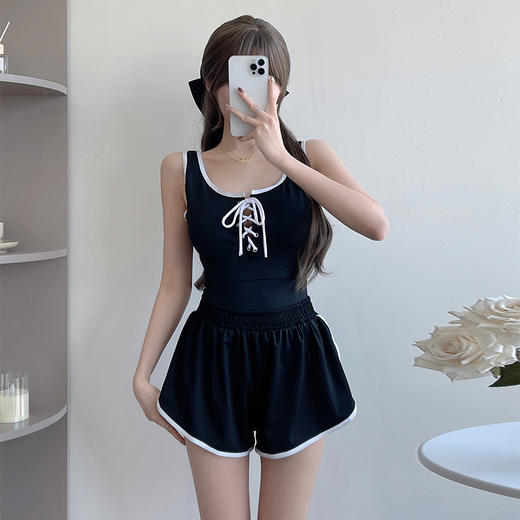 【修身显瘦，简约时尚】泳衣女连体运动温泉泳装 简约保守修身显瘦连衣裙式 度假游泳衣-QQ 商品图6