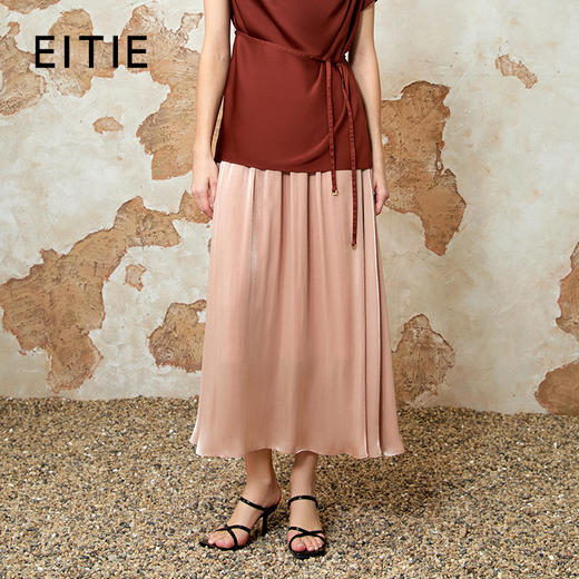 EITIE爱特爱高腰a字显瘦纯色飘逸及踝半身裙夏新款8206917 商品图0