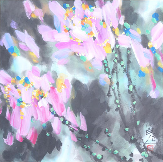 许固令《荷花》国画原作68CM*68CM 手绘宣纸荷花斗方作品【GH0507】 商品图4