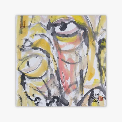 [盲盒玩法]许固令《脸谱》国画原作42CM*42CM 手绘宣纸脸谱系列斗方作品[随机一张，不接受指定] 商品图4