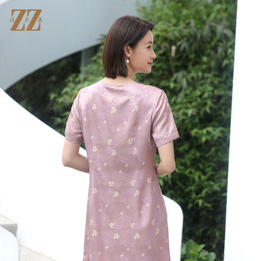 佐尔美佐尔美100%桑蚕丝真丝新中式国风莨绸连衣裙女E32LS106 商品图4