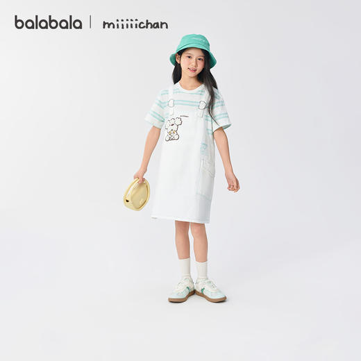 【miiiiichan IP】巴拉巴拉女童裙子儿童背带裙2025夏牛仔假两件 商品图2