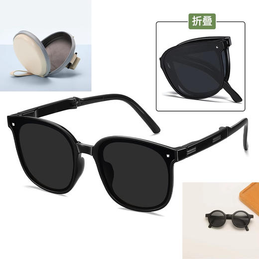 赠送盒子【夏日轻量化出行搭配】显脸小迷你折叠墨镜女防紫外线偏光墨镜男士防晒大框显脸小女士太阳镜。 商品图5