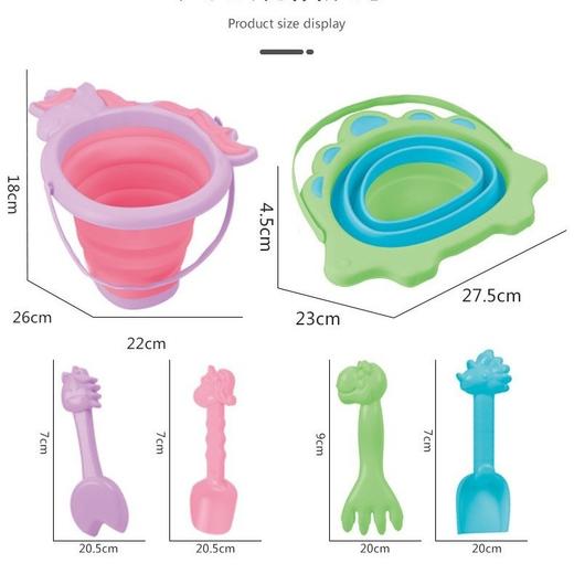 【软胶折叠桶沙摊玩具】儿童便携沙滩挖沙戏水玩具 软胶折叠水桶 沙模铲子 户外沙池玩沙工具 商品图4