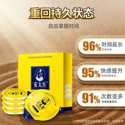 安太医男用延时喷雾外用延时喷剂男士延迟湿巾可口不麻神油成人情趣用品 牛油盒升级款湿巾一盒3片装 商品图3