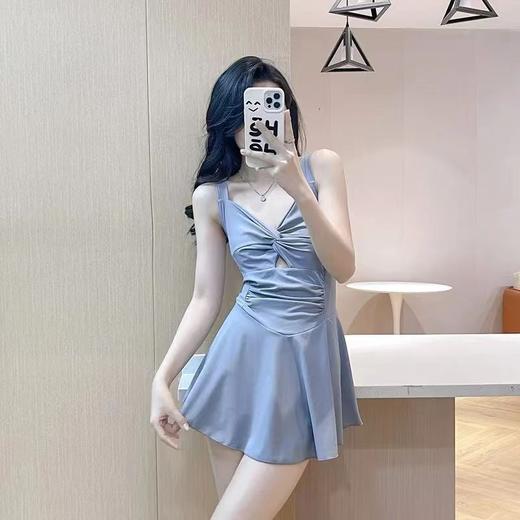 【显瘦修身连体泳衣，露背设计小清新~】连体泳衣女款 吊带露背小清新碎花泳衣 法式显瘦修身泳衣温泉-QQ 商品图4
