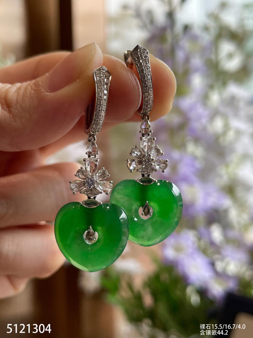 老坑艳绿心形耳坠【5121304】具体价格微信咨询 商品图5
