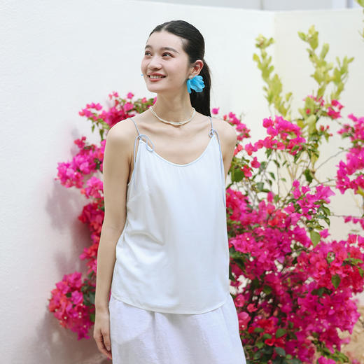 绽放210朵/凉凉吊带玫瑰纤维撞色可调节圆绳系带长短款百搭上衣 商品图1