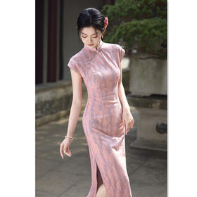 SYK66867时尚改良新中式棉质长款连袖旗袍2025夏新款年轻少女日常可穿旗袍