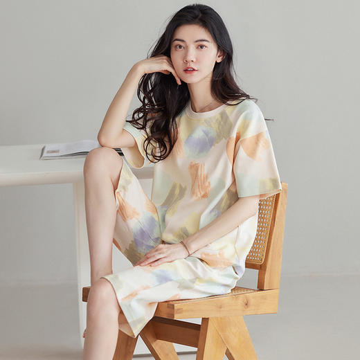 春夏可外穿纯棉7分裤睡衣 甜美休闲简约舒适短袖家居服 商品图3