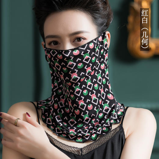 纯新真丝印花蒙面巾，100%桑蚕丝针织双面绸挂耳围脖WY-1021 商品图3
