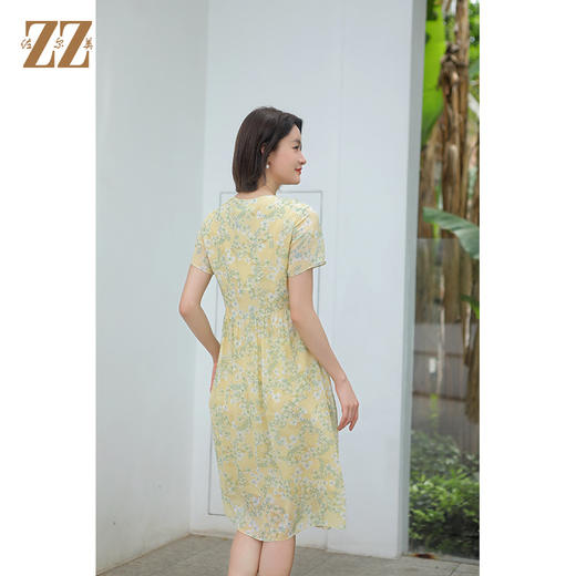 佐尔美夏季新款 气质小碎花100%桑蚕丝连衣裙女E32LS06 商品图4
