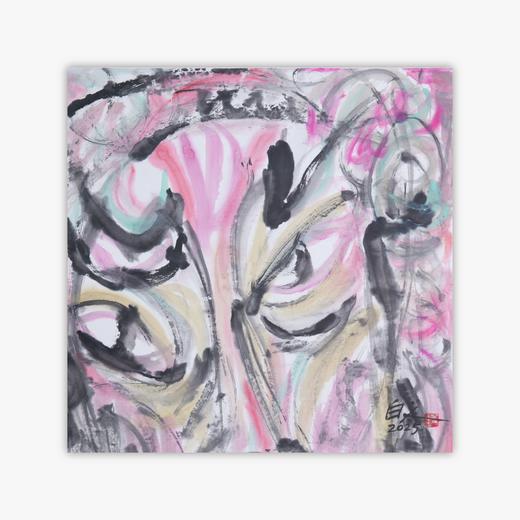 许固令《脸谱之六》国画原作53CM*53CM 手绘宣纸脸谱系列斗方作品【GH0485】 商品图0