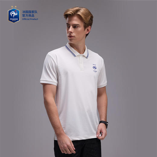 【官方正版】法国国家队丨白色运动POLO衫夏季简约通勤商务百搭螺纹袖口华夫格舒适透气面料 商品图2
