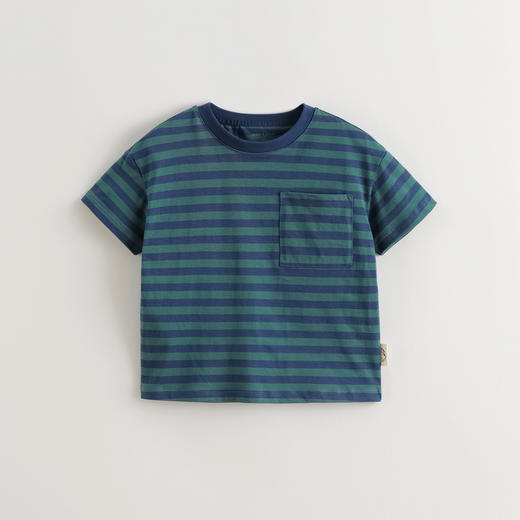马克珍妮男童时尚条纹短袖T恤 儿童休闲上衣2025年夏装新款550811 商品图2