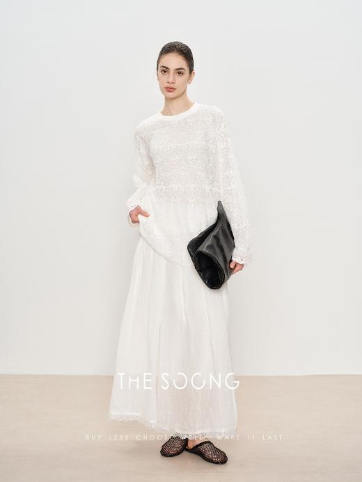 THESOONG"线条美人"100%苎麻轻盈梭织蕾丝边半身裙HWQZ6780 商品图1