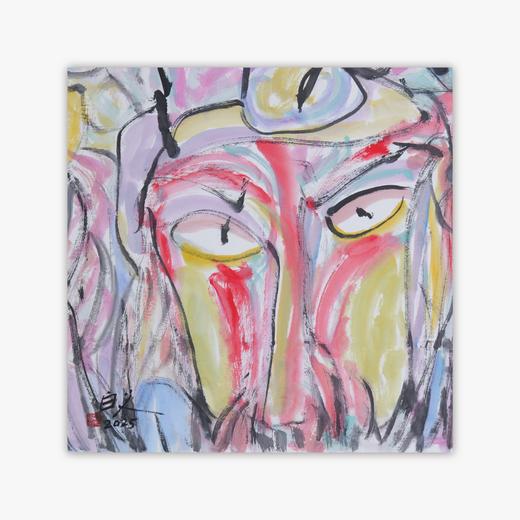 许固令《脸谱之八》国画原作53CM*53CM 手绘宣纸脸谱系列斗方作品【GH0487】 商品图0