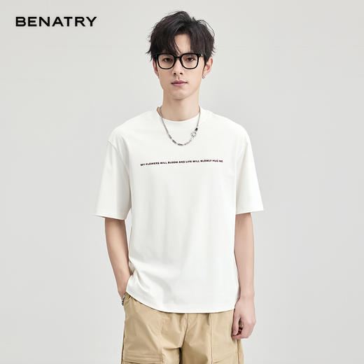 贝纳川100支高密字母植绒短袖T恤ECF114003 商品图4