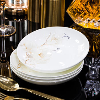 以辰碗碟套装景德镇陶瓷碗盘餐具整套家用饭碗筷乔迁送礼白玉兰 /厨具 /餐具 /餐具套装 商品图6